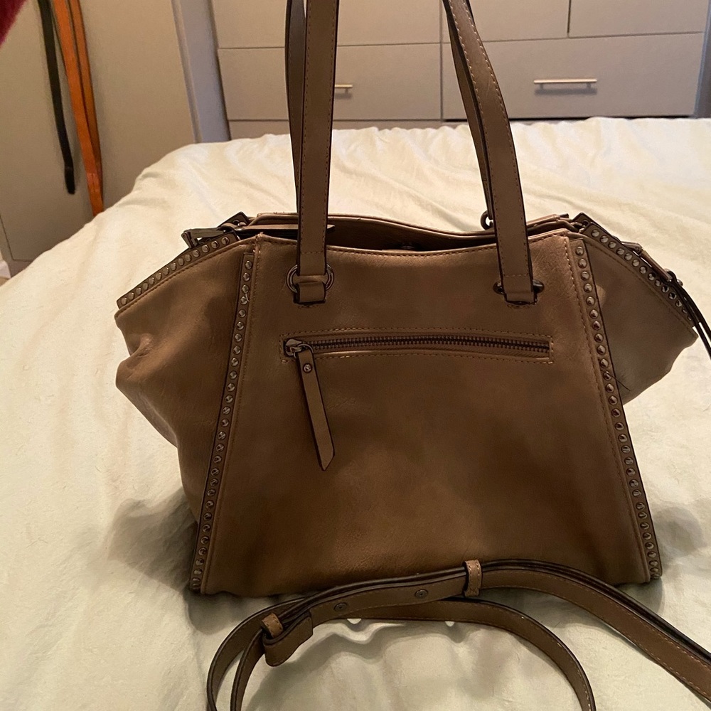 Taupe studded purse with black wallet